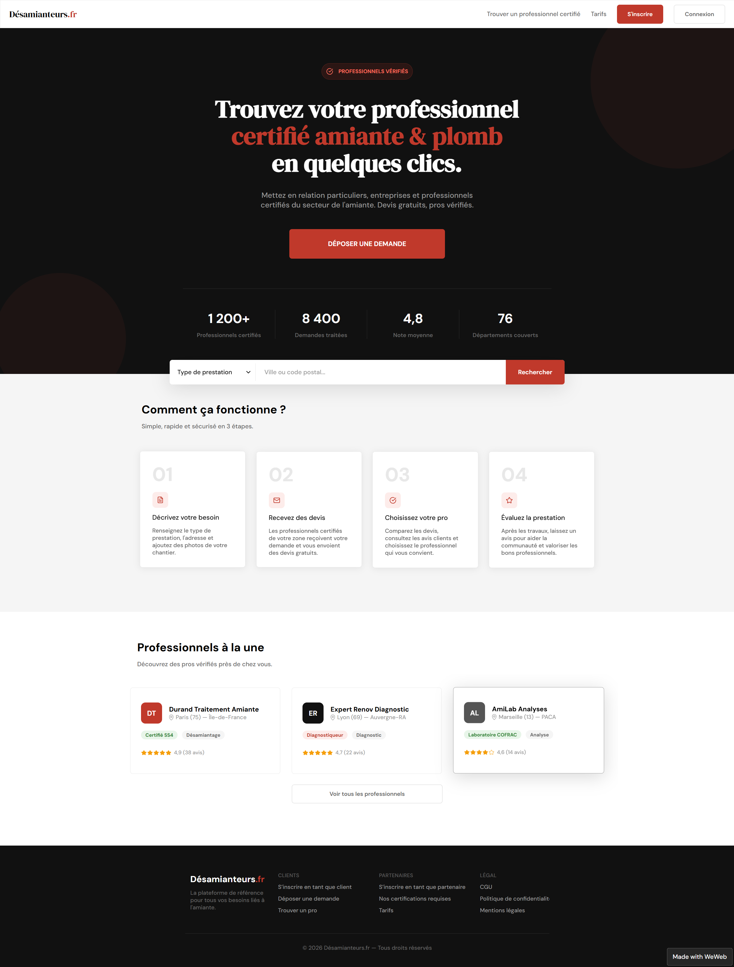 Désamianteurs.fr — Page d'accueil